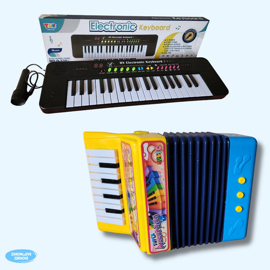 Muzički set 2u1 - Harmonika + Klavir sa mikrofonom